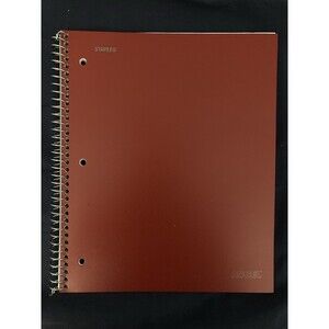 College Ruled Spiral Notebook With Pocket | Maroon Front Cover | 57 Sheets